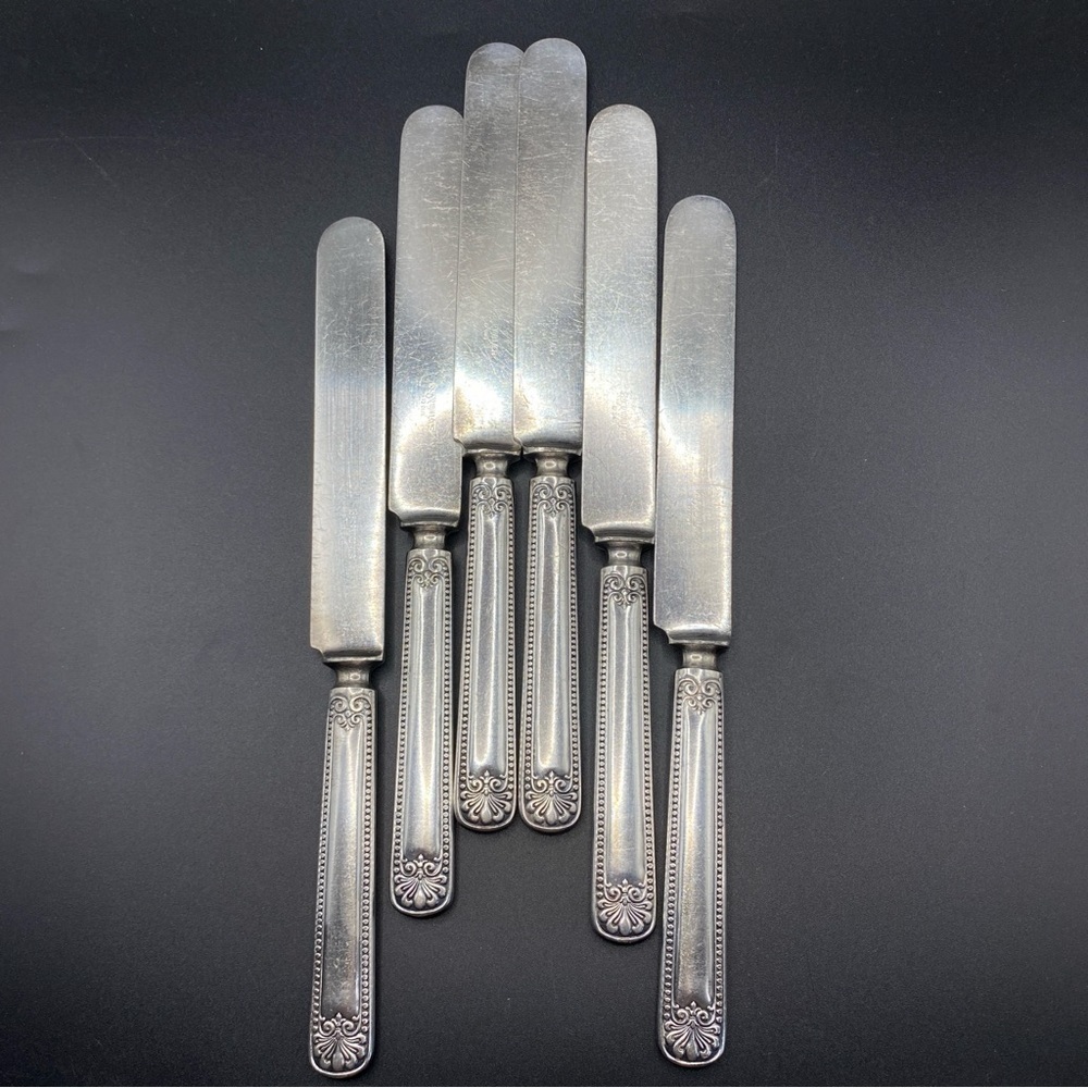 1835 R. WALLACE Set of 6 Knives Vintage Silver Plated 12 DWT